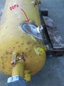 Damaged kipper air receiver